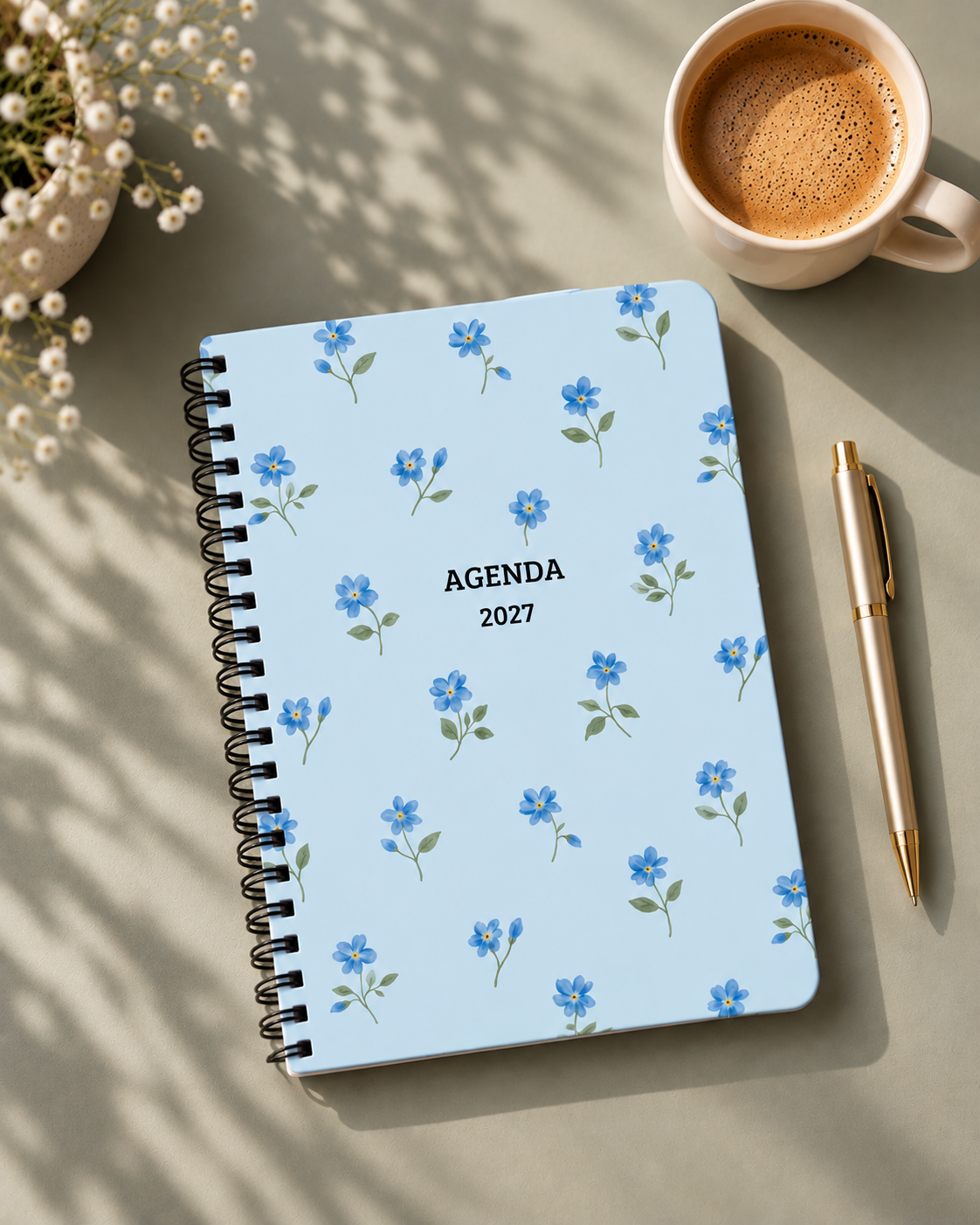 Agenda Anual 2027 - Floral Azul