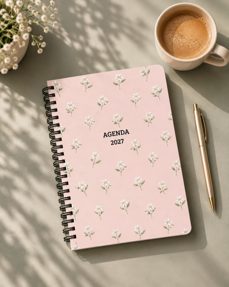 Agenda Anual 2027 - Floral Rosa